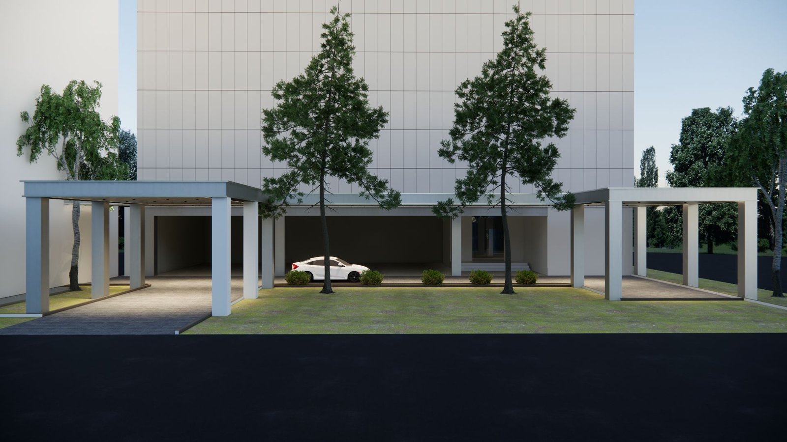 Canopy dan driveway kantor bergaya minimalis