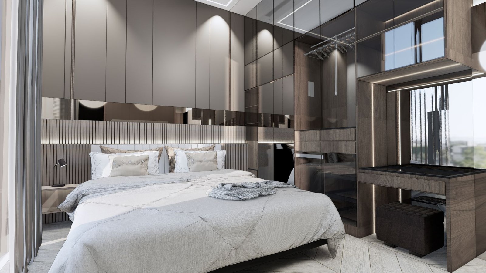 Interior kamar tidur modern kontemporer
